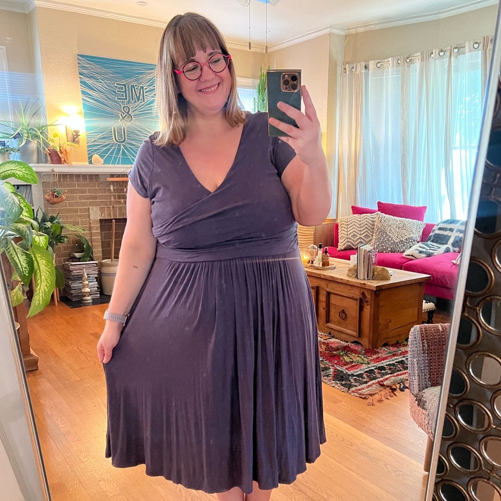 Anthropologie 2X Maeve casual blue / purple knit midi dress - Picture 1 of 6